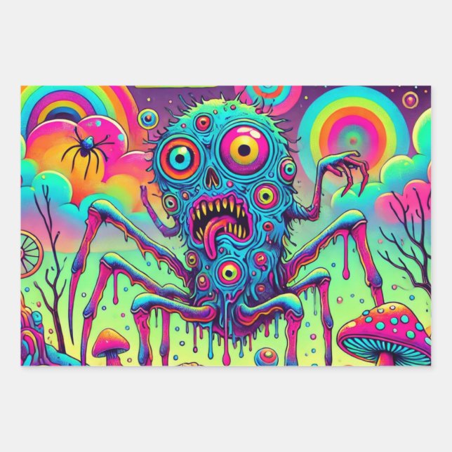 Psychedelischer Albtraum in Candyland Geschenkpapier Set (Vorderseite)
