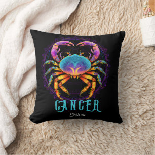 Psychedelischer Art Cancer Zodiac Name Kissen