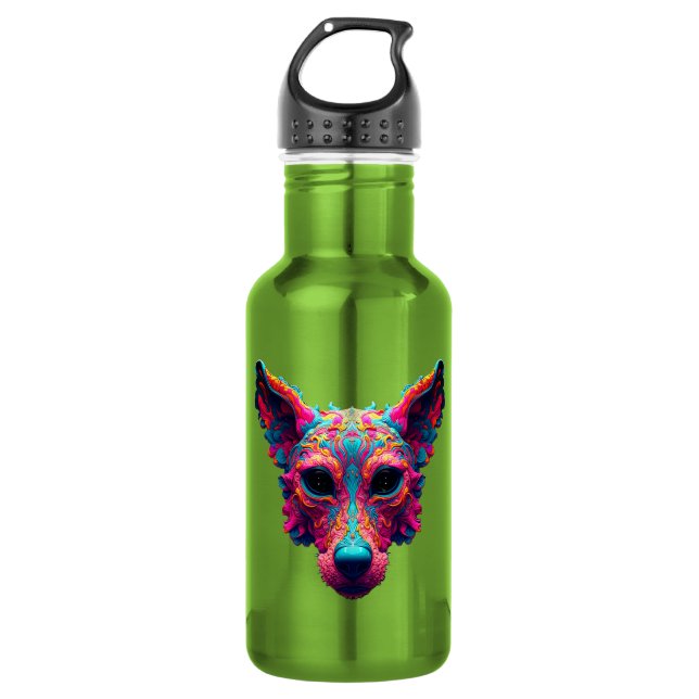 Psychedelischer bester Freund - Hundedesign-T-Shir Edelstahlflasche (Vorderseite)
