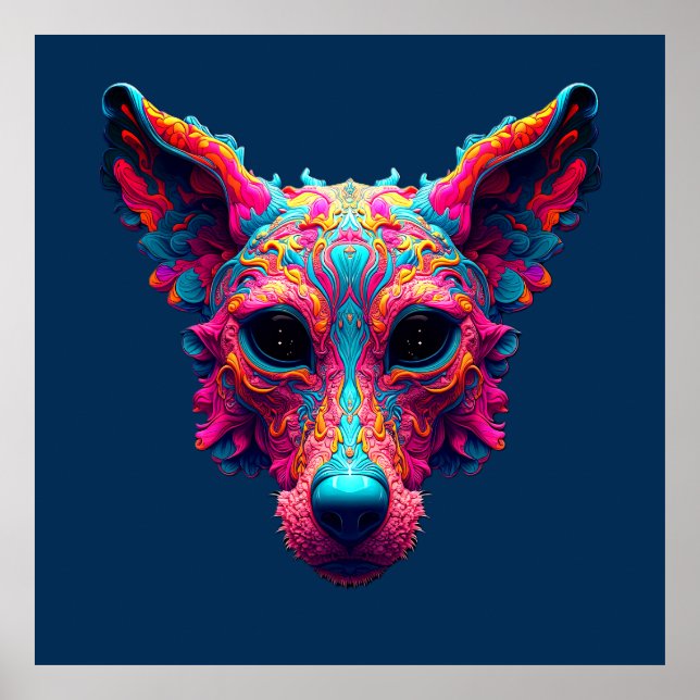 Psychedelischer bester Freund - Hundedesign-T-Shir Poster (Vorne)
