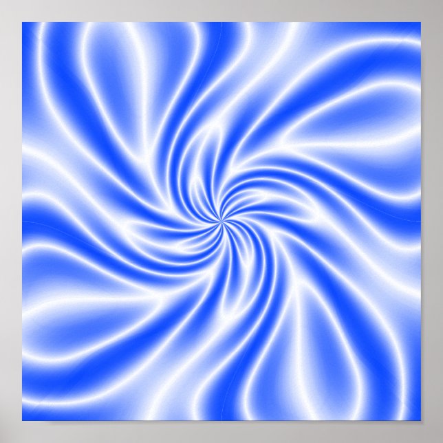 Psychedelischer blauer Strudel Poster (Vorne)