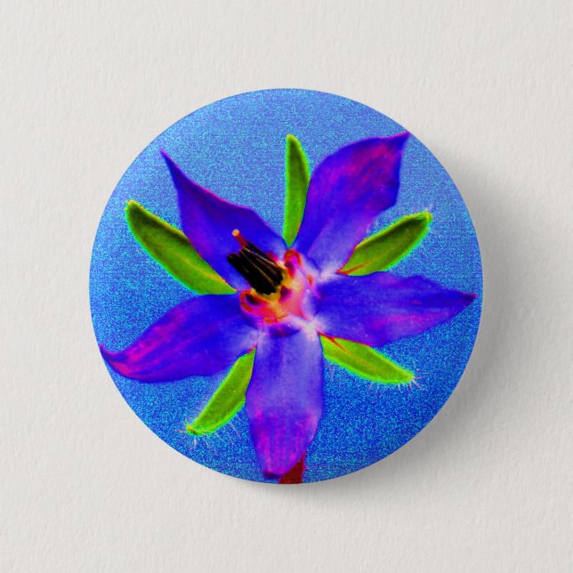 Psychedelischer Borage Button (Vorderseite)