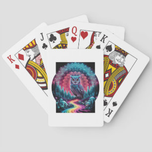 Psychedelischer Eulen-Mandala - Trippy-Waldkunst Spielkarten
