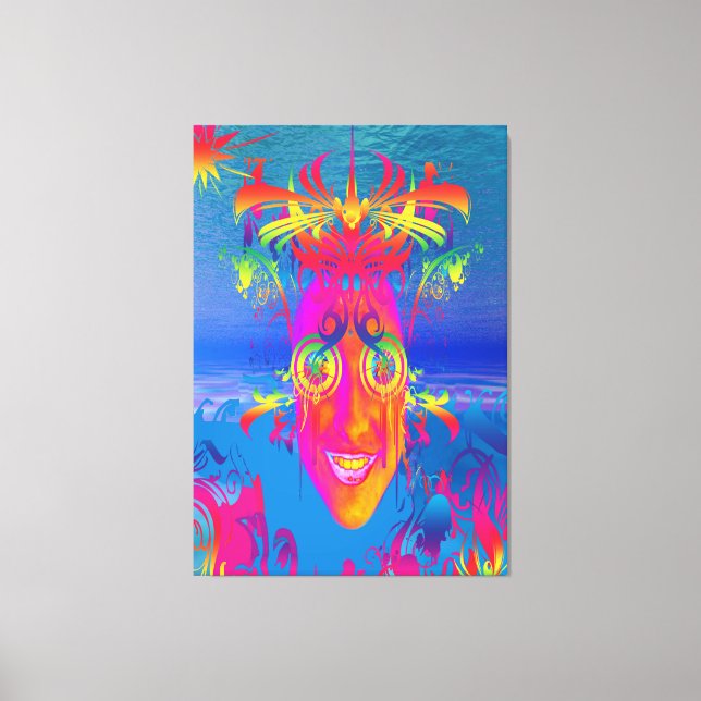 Psychedelischer Fisch Leinwanddruck (Vorderseite)