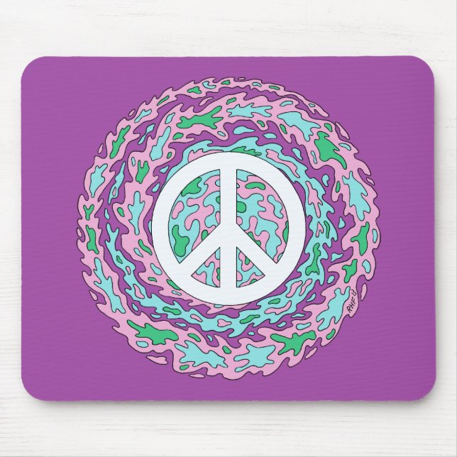 Psychedelischer Frieden Mousepad (Vorne)