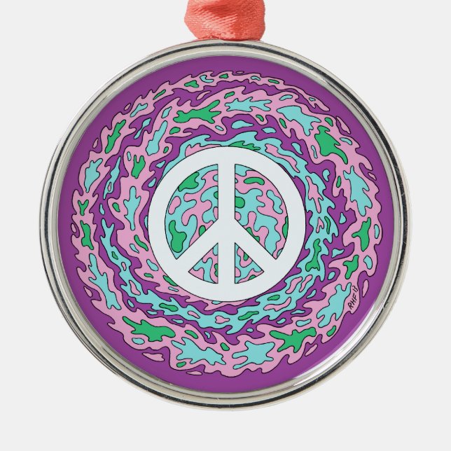 Psychedelischer Frieden Ornament Aus Metall (Vorne)