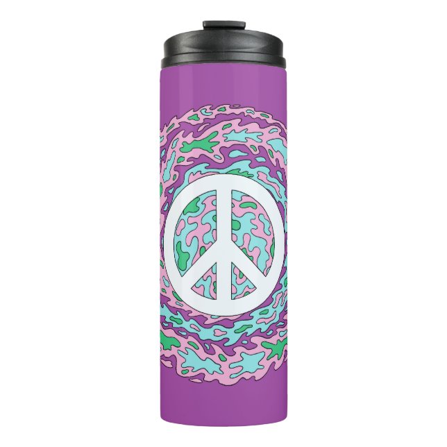 Psychedelischer Frieden Thermosbecher (Vorderseite)