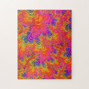 Psychedelischer Funky Hippie Boho Neon Regenbogen Puzzle