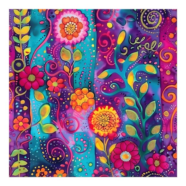 Psychedelischer Garten - Whimsy in Bloom Fotodruck (Vorne)