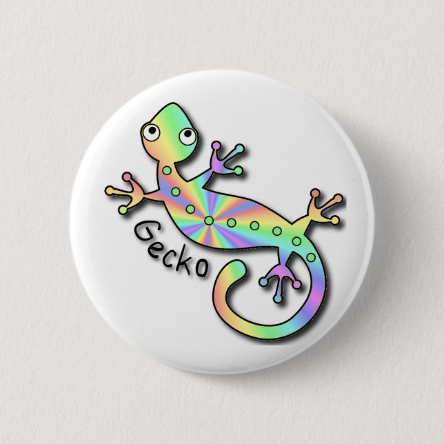 Psychedelischer Gecko Button (Vorderseite)