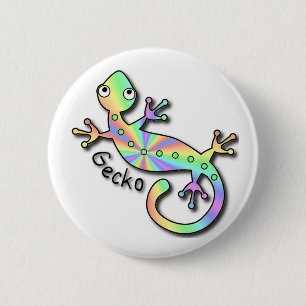 Psychedelischer Gecko Button