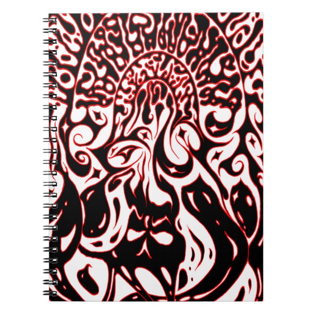 Psychedelischer Geist - Schwarz-weiß und rot Notizblock (Vorderseite)