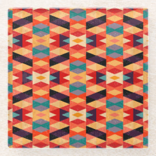 Psychedelischer geometrischer Hintergrund: Vintage Glasuntersetzer
