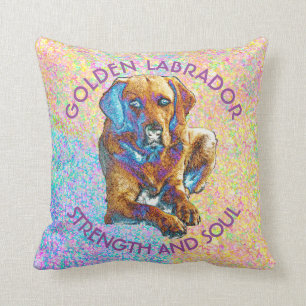 Psychedelischer goldener Labrador Kissen