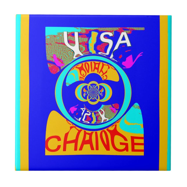 Psychedelischer Groove: Pop Art Abstrakt Energy Fliese (Vorderseite)