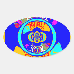 Psychedelischer Groove: Pop Art Abstrakt Energy Ovaler Aufkleber