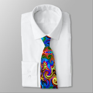 Psychedelischer Halsband Neon Regenbogen Krawatte