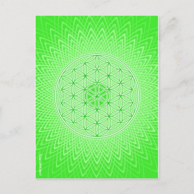 Psychedelischer heiliger Geometrie-Herz Chakra Postkarte (Vorderseite)