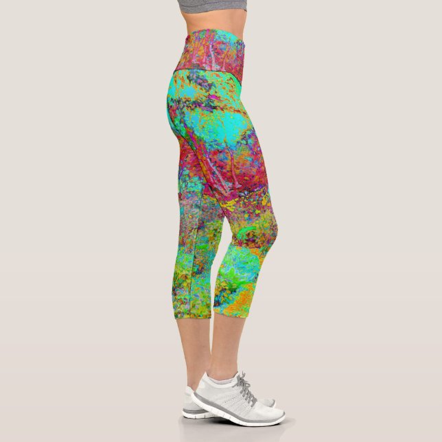 Psychedelischer Herbst Gold und Aqua Garden Landsc Capri Leggings (Rechts)