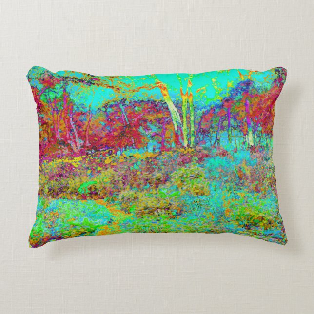 Psychedelischer Herbst Gold und Aqua Garden Landsc Dekokissen (Vorderseite)