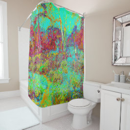 Psychedelischer Herbst Gold und Aqua Garden Landsc Duschvorhang