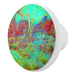 Psychedelischer Herbst Gold und Aqua Garden Landsc Keramikknauf