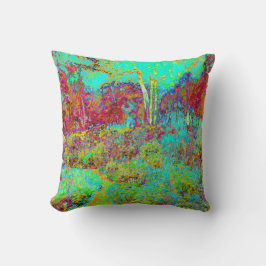 Psychedelischer Herbst Gold und Aqua Garden Landsc Kissen