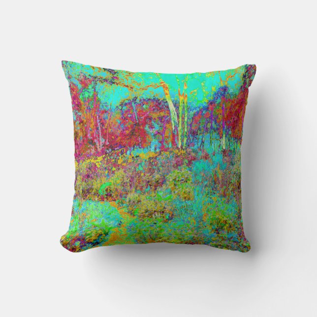 Psychedelischer Herbst Gold und Aqua Garden Landsc Kissen (Vorderseite)