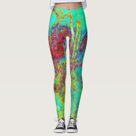 Psychedelischer Herbst Gold und Aqua Garden Landsc Leggings