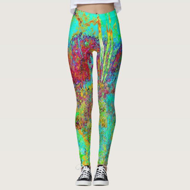 Psychedelischer Herbst Gold und Aqua Garden Landsc Leggings (Vorderseite)