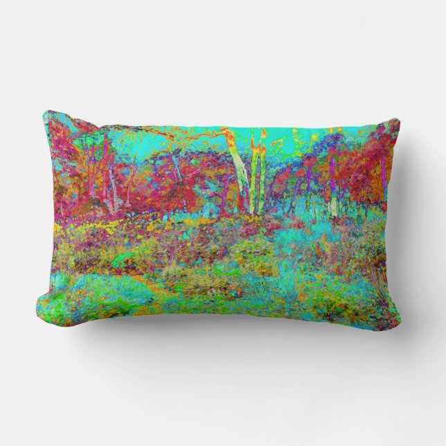 Psychedelischer Herbst Gold und Aqua Garden Landsc Lendenkissen (Vorderseite)