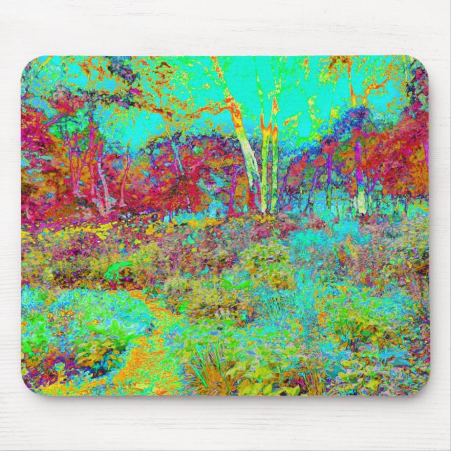 Psychedelischer Herbst Gold und Aqua Garden Landsc Mousepad (Vorne)