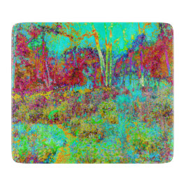 Psychedelischer Herbst Gold und Aqua Garden Landsc Schneidebrett