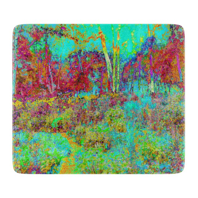 Psychedelischer Herbst Gold und Aqua Garden Landsc Schneidebrett (Vorderseite)