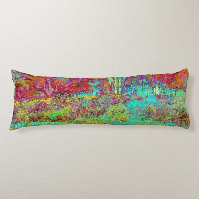 Psychedelischer Herbst Gold und Aqua Garden Landsc Seitenschläferkissen (Vorderseite)