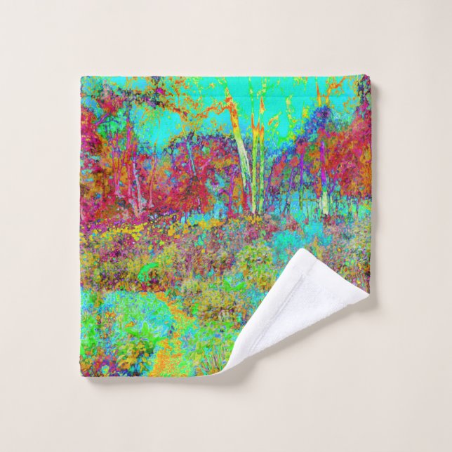 Psychedelischer Herbst Gold und Aqua Garden Landsc Waschlappen (Waschlappen)