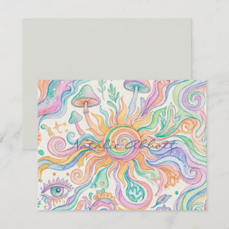 Psychedelischer Hippie-Soft-Wasserfarbe Mitteilungskarte