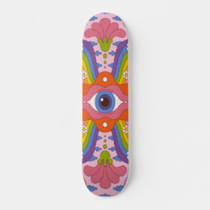 Psychedelischer Hippie-Stil Großauge Skateboard