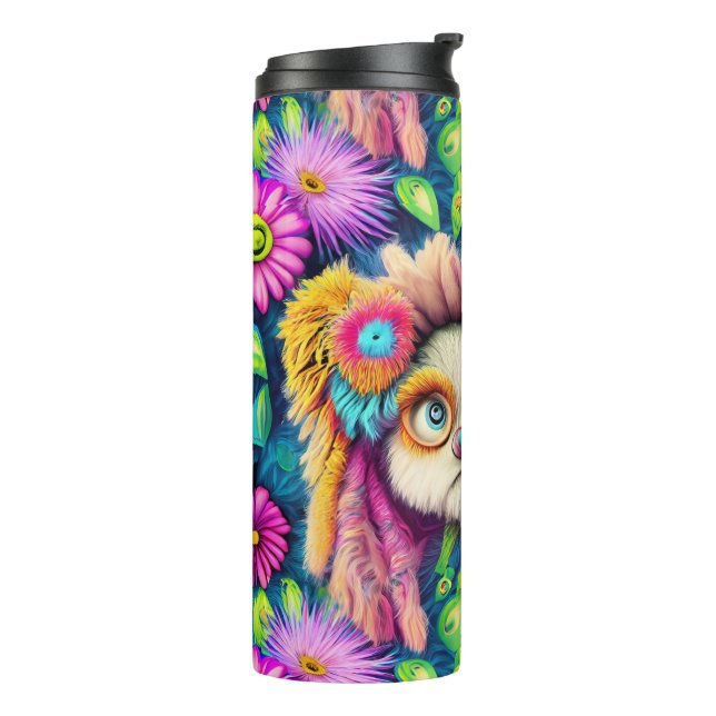 Psychedelischer Hippie Welppy Groovy Duschvorhang Thermosbecher (Nach links gedreht)