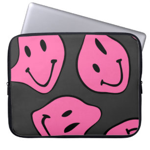Psychedelischer Hipster Gesichter, nahtloses Desig Laptopschutzhülle