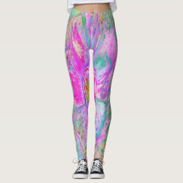 Psychedelischer Hot Pink und Ultra-Violet-Hibisken Leggings