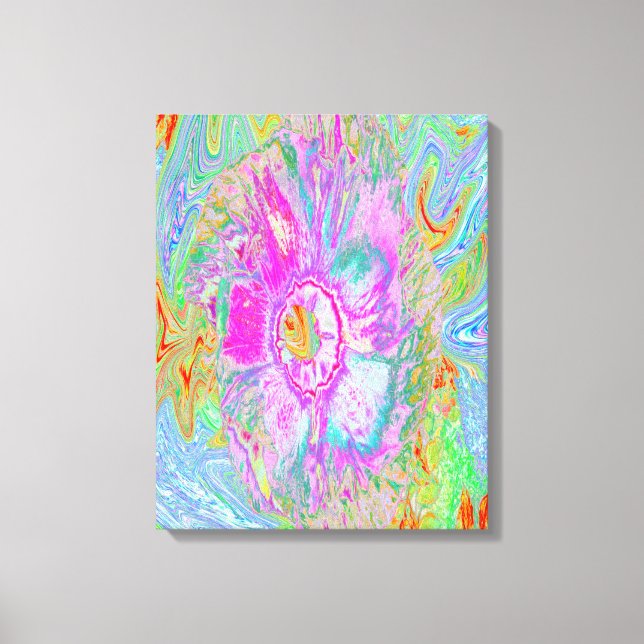 Psychedelischer Hot Pink und Ultra-Violet-Hibisken Leinwanddruck (Vorderseite)