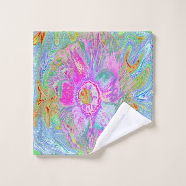 Psychedelischer Hot Pink und Ultra-Violet-Hibisken Waschlappen (Waschlappen)
