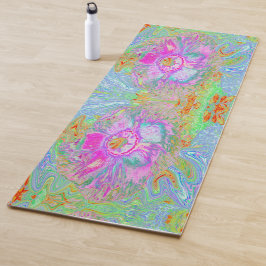Psychedelischer Hot Pink und Ultra-Violet-Hibisken Yogamatte