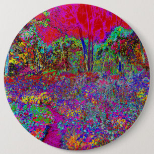 Psychedelischer impressionistischer Garten Landsch Button