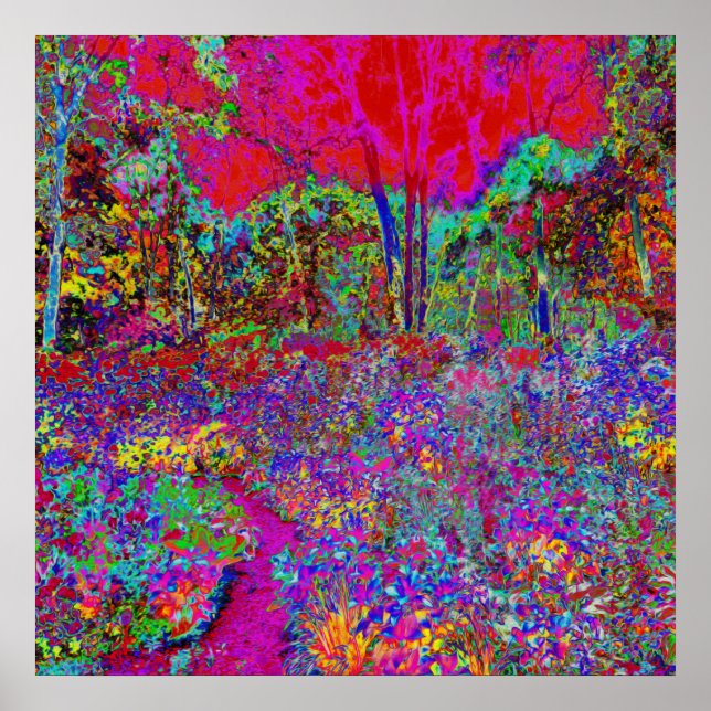 Psychedelischer impressionistischer Garten Landsch Poster (Vorne)