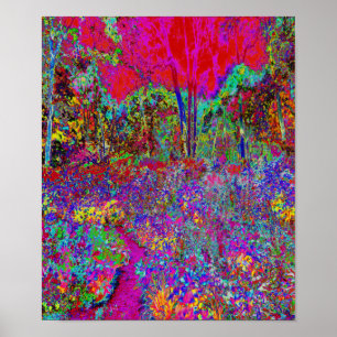 Psychedelischer impressionistischer Garten Landsch Poster