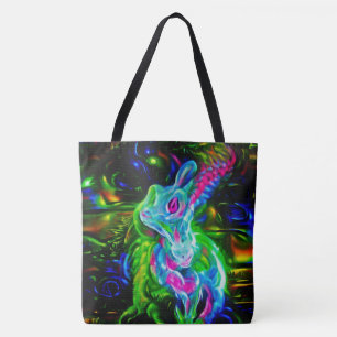 Psychedelischer Kaninchendrache in Neon Fantasy