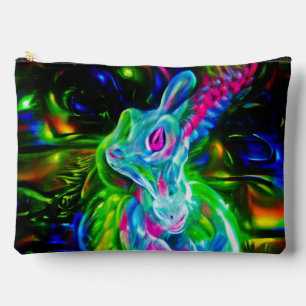 Psychedelischer Kaninchendrache in Neon Fantasy Zubehörtasche