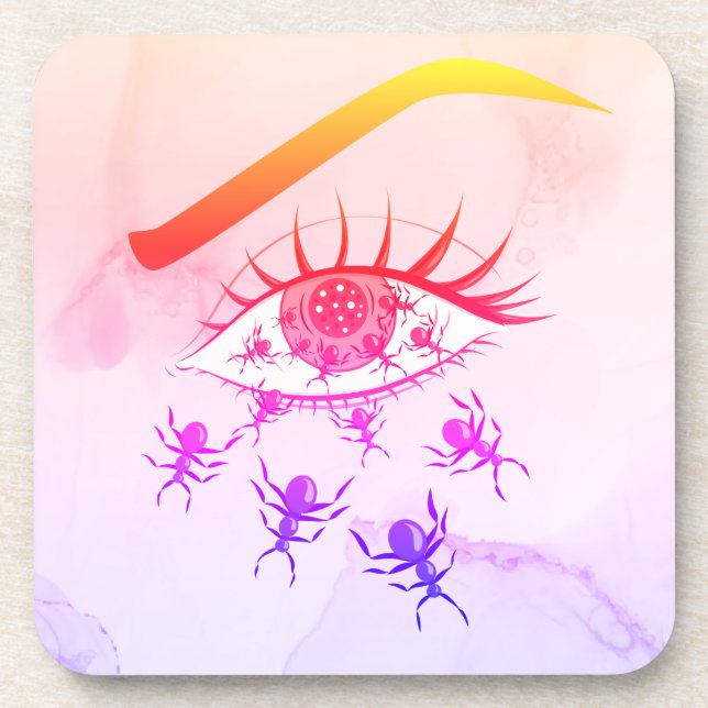 Psychedelischer, komischer Hippie-Horror Getränkeuntersetzer (Vorderseite)